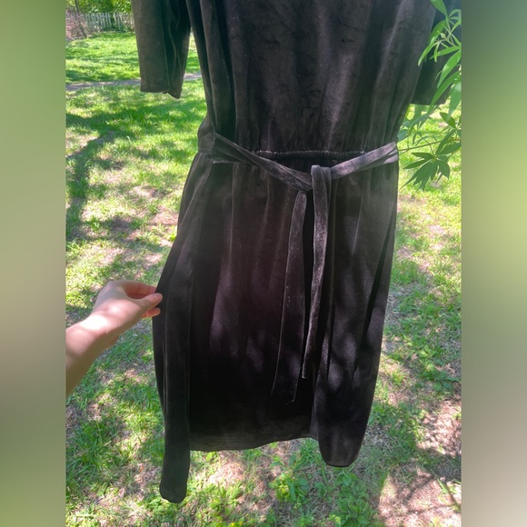 Velvet size S mid-length tie dress with buttons - Picture 5 of 10